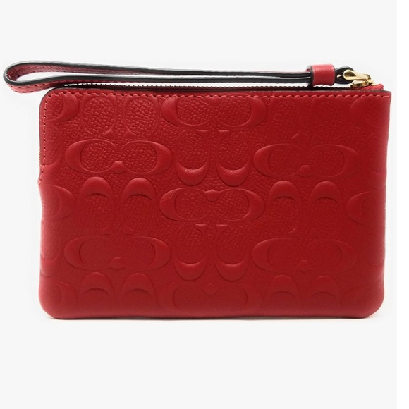 COACH Corner Zip Wristlet - Red - Picture 3 of 6